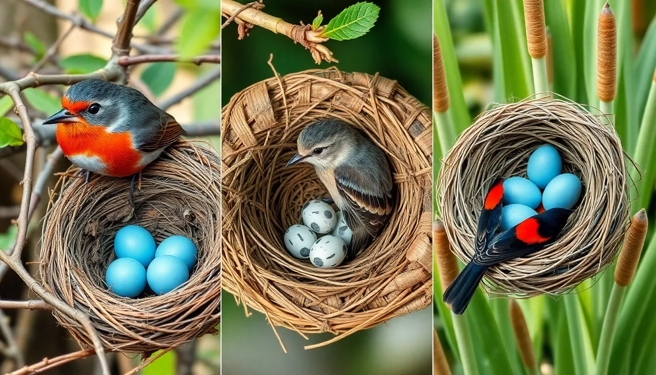 1 bird nest with eggs