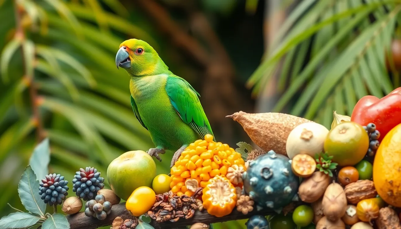 1 green parrot bird