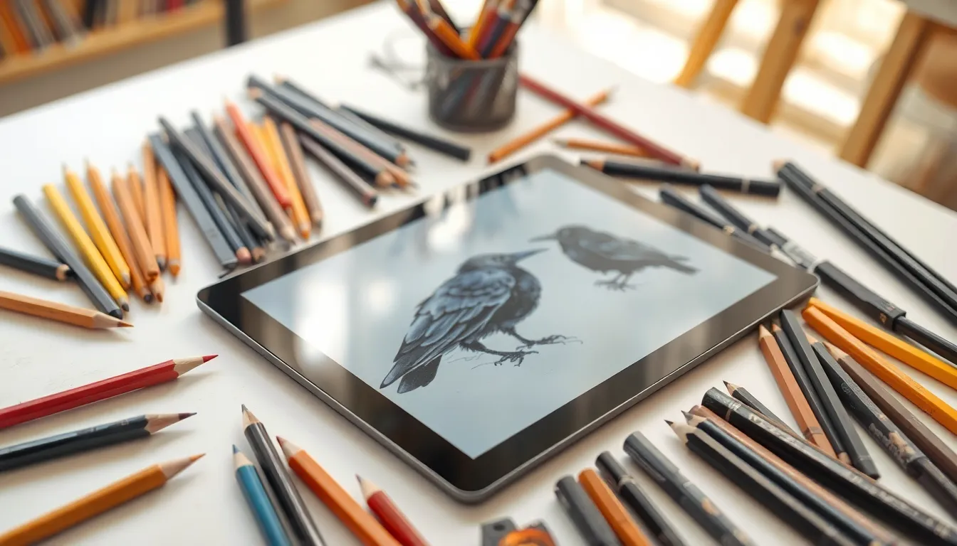 1 raven bird drawing