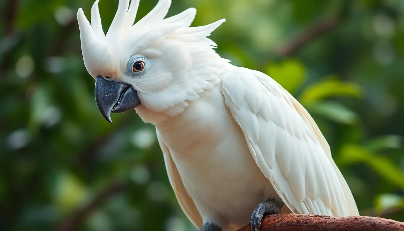 1 white parrot bird
