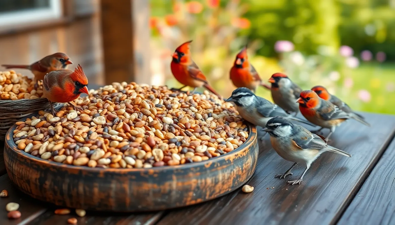 2 bird feeding