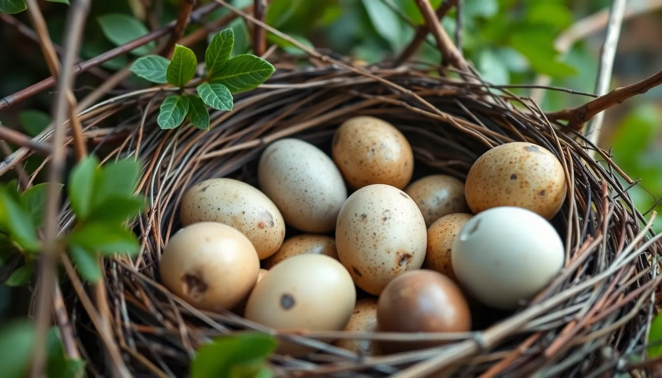 2 bird nest with eggs