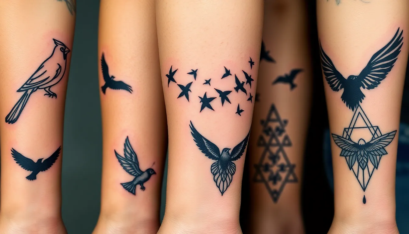 2 bird silhouette tattoos