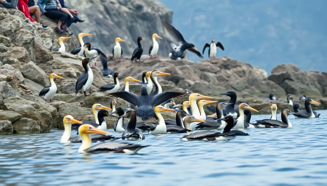 2 diving bird