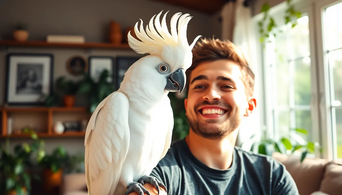 2 white parrot bird