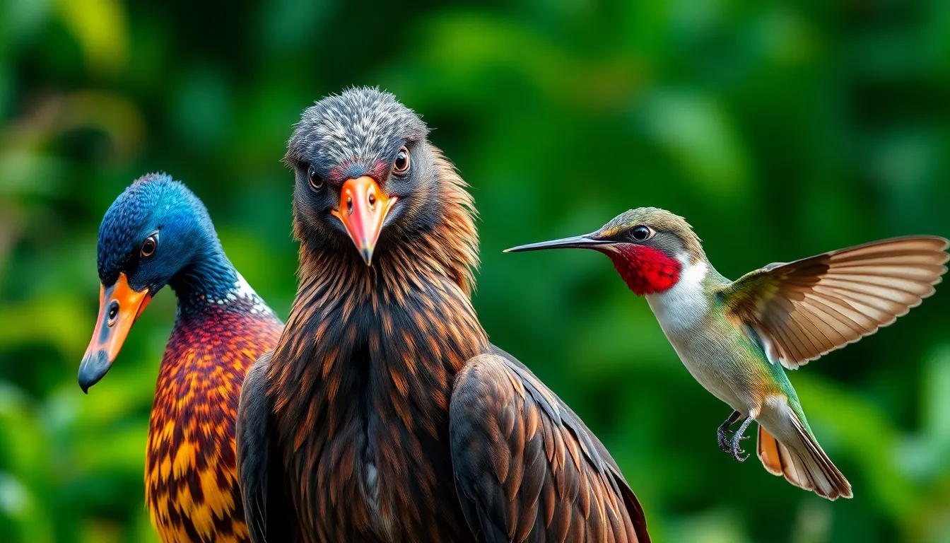 3 bird feathers