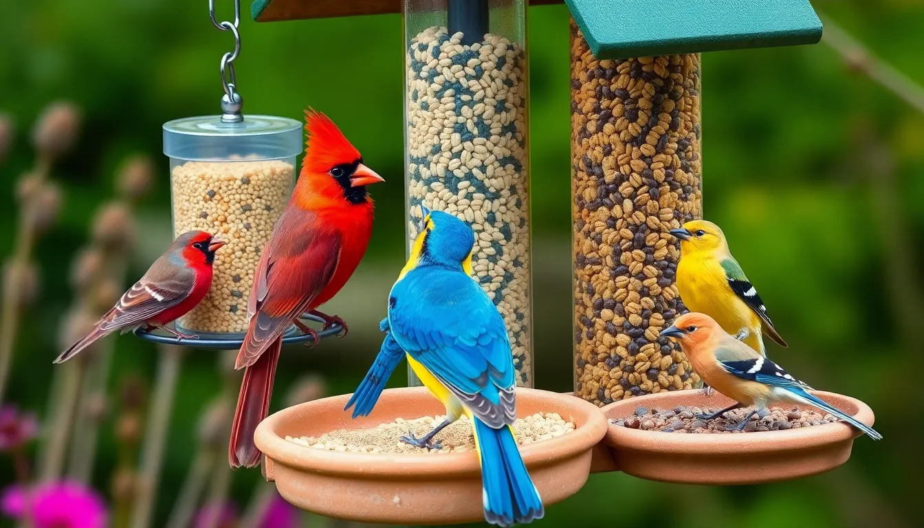 3 bird feeding