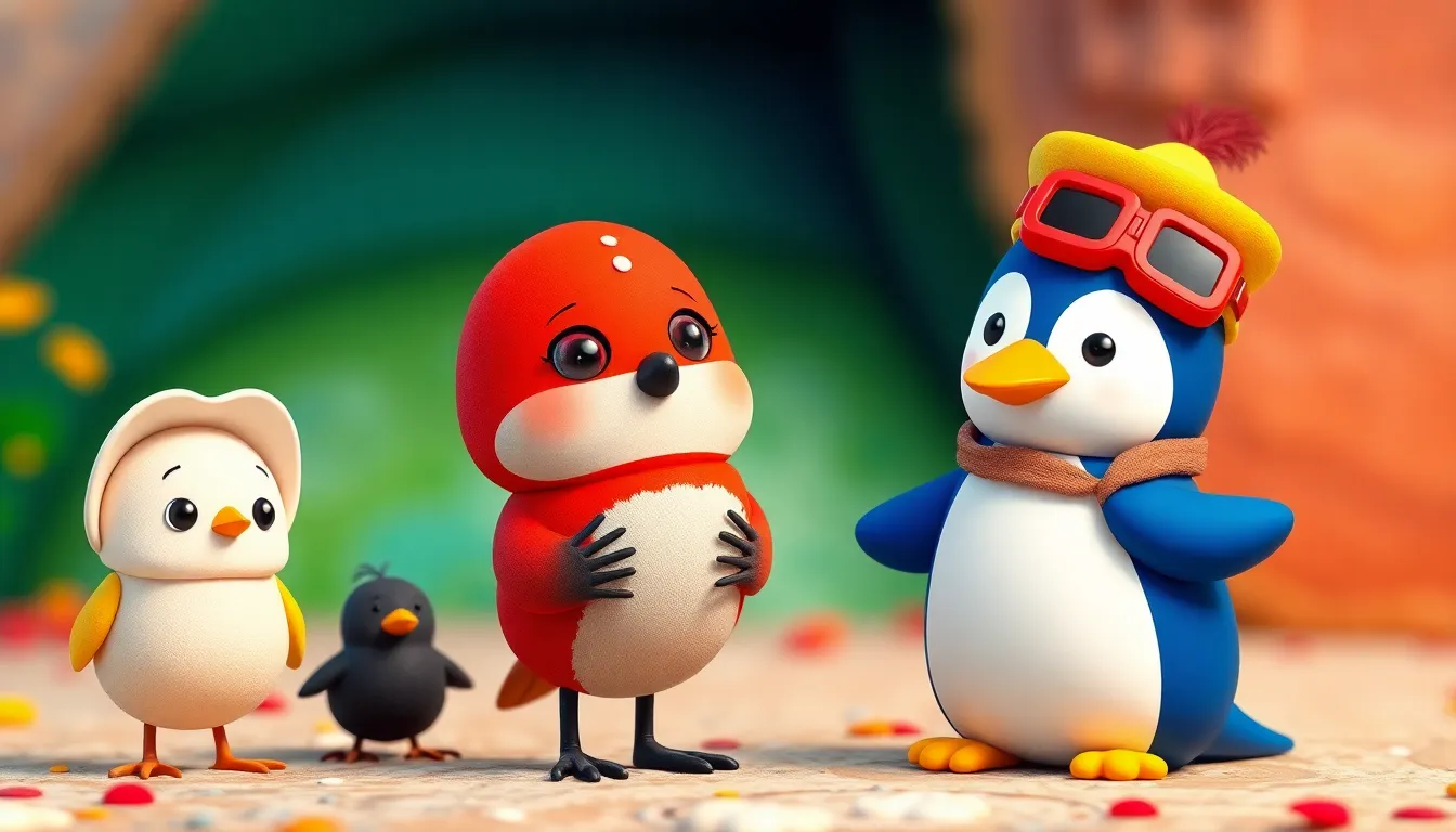 3 cute bird cartoon
