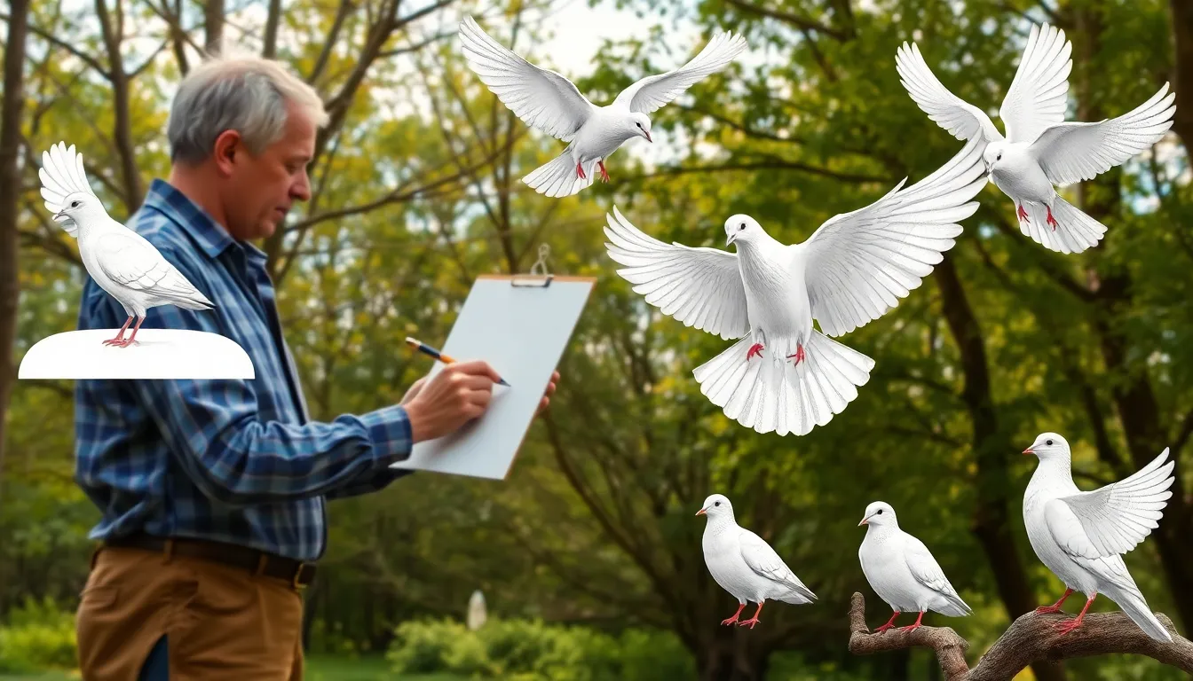 3 dove bird drawing