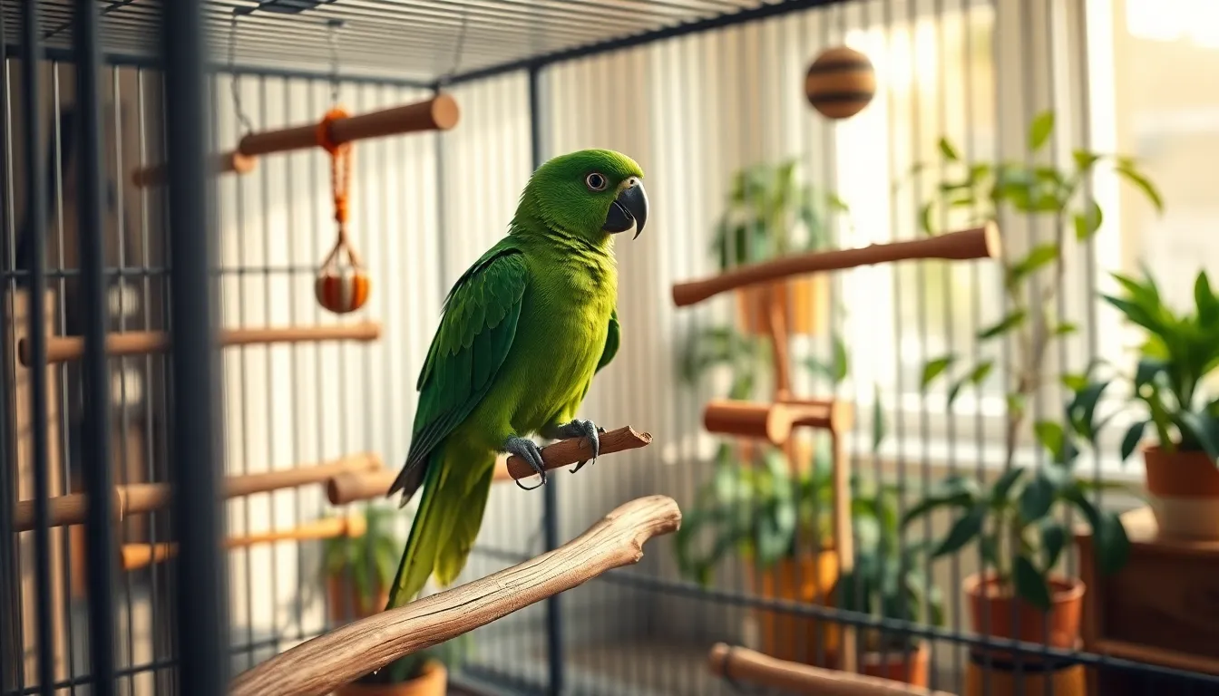 3 green parrot bird