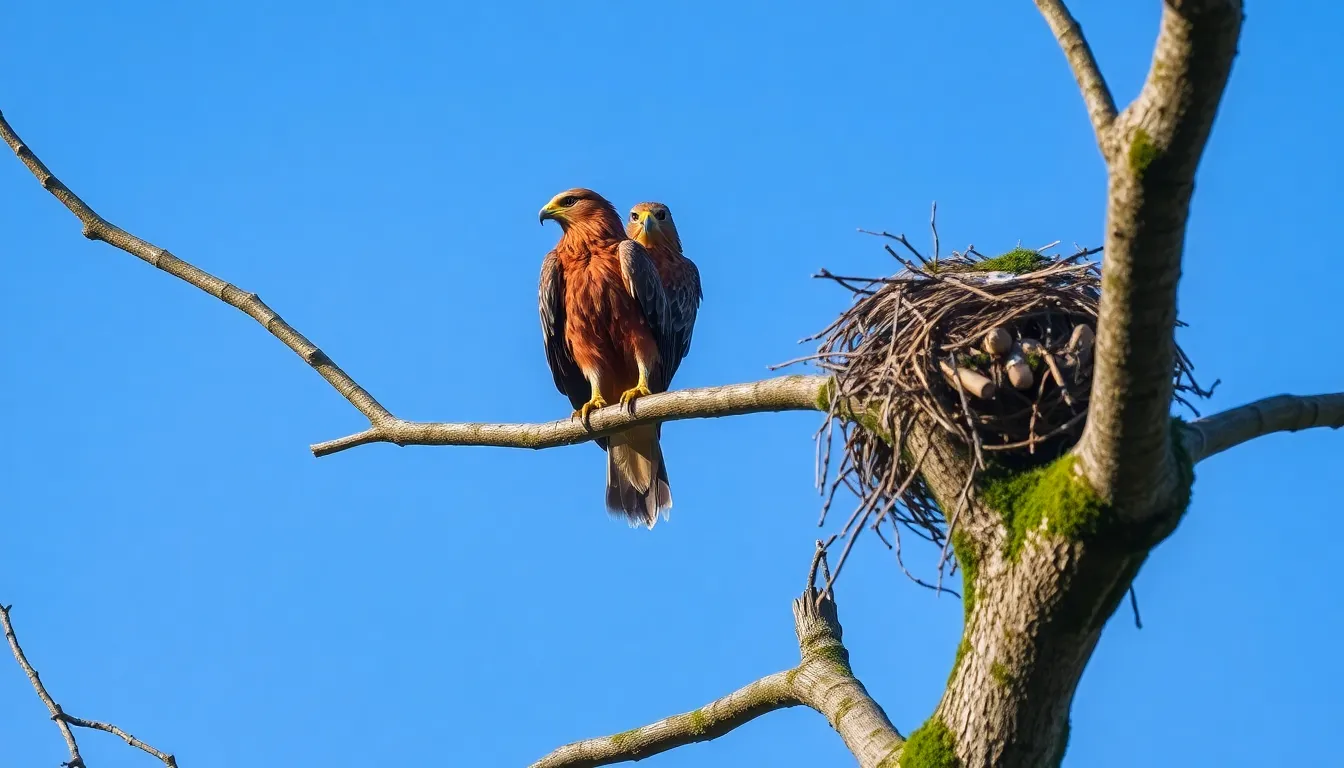 3 red kite bird