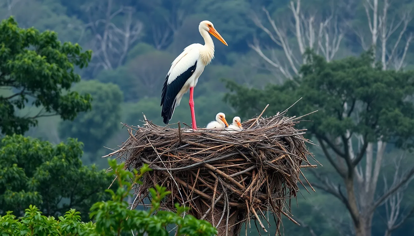 3 stork bird