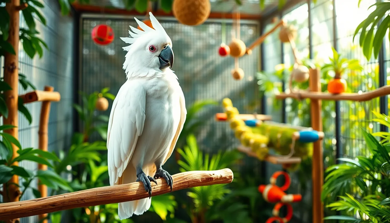 3 white parrot bird