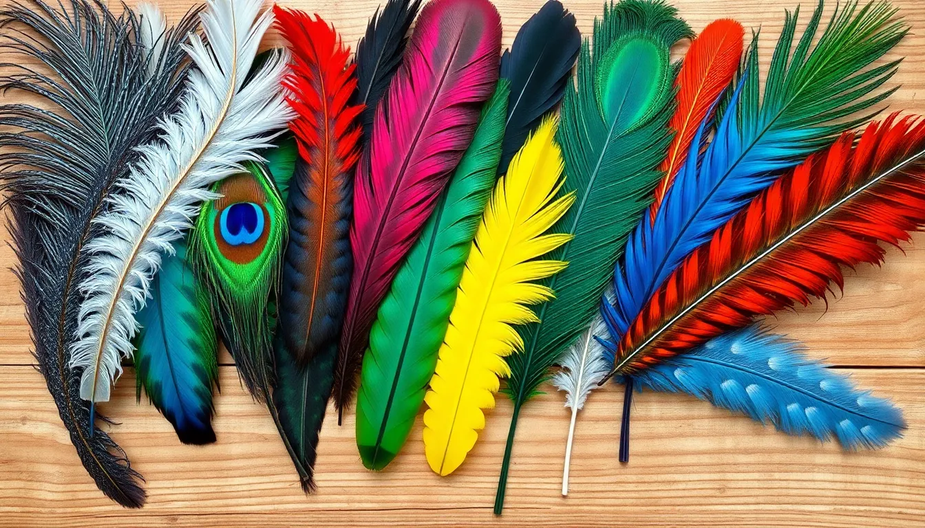 4 bird feathers