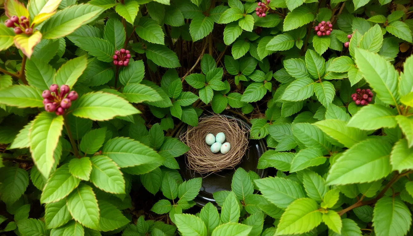 4 bird nest with eggs