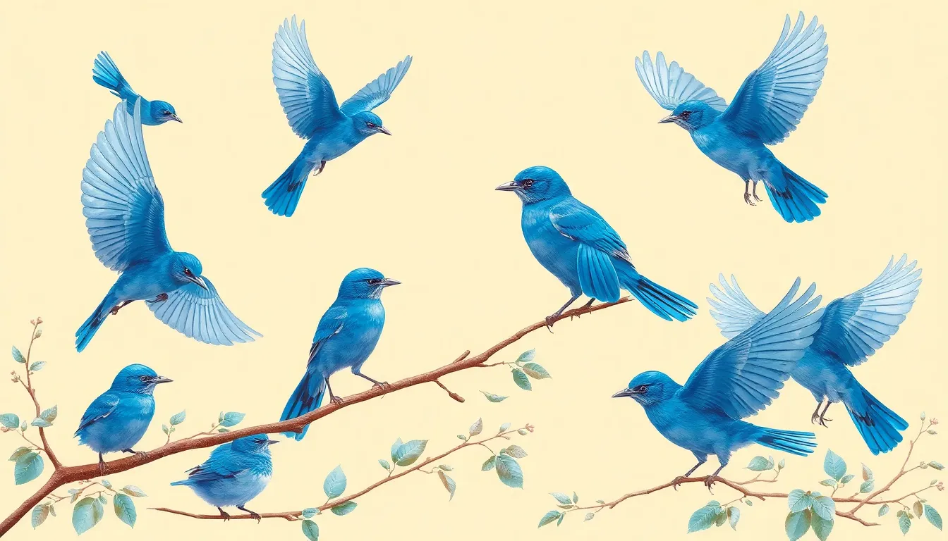 5 blue bird illustration
