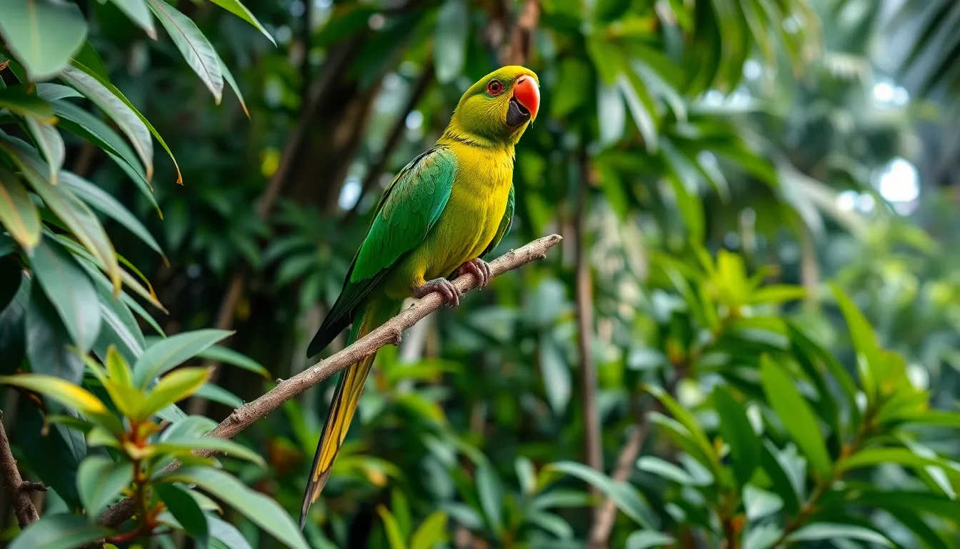 5 green parrot bird