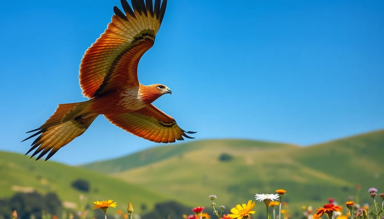 6 red kite bird