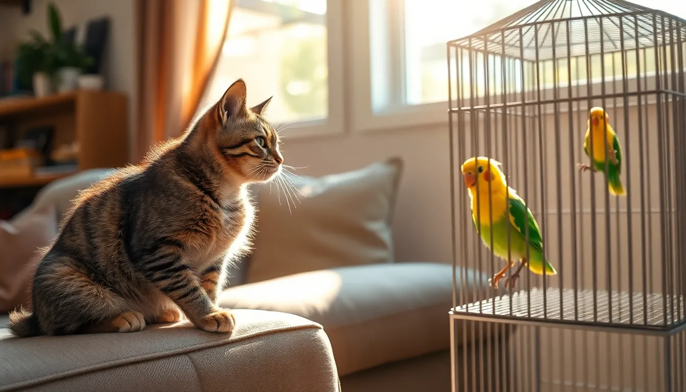 bird and cat